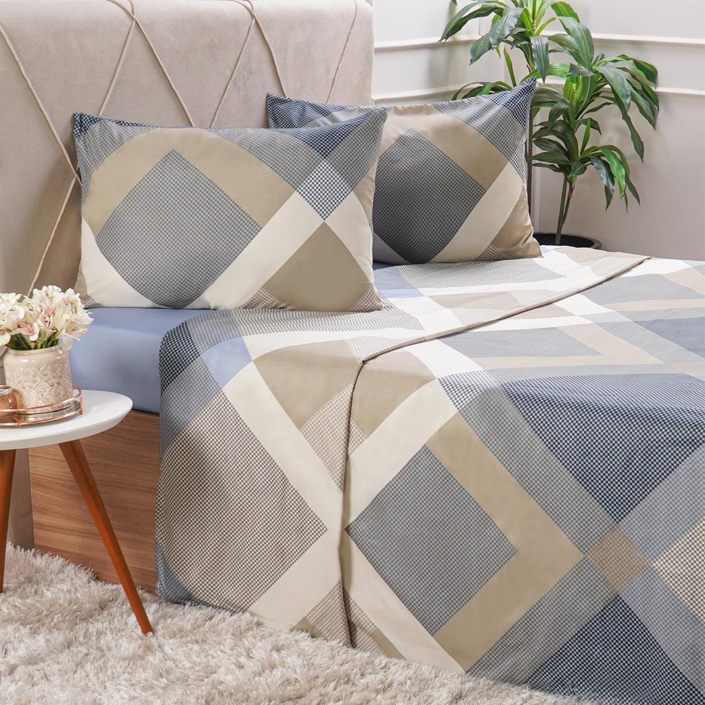 Jogo de Cama Queen Cotton Touch 4 Peças 158x198x35cm Modena