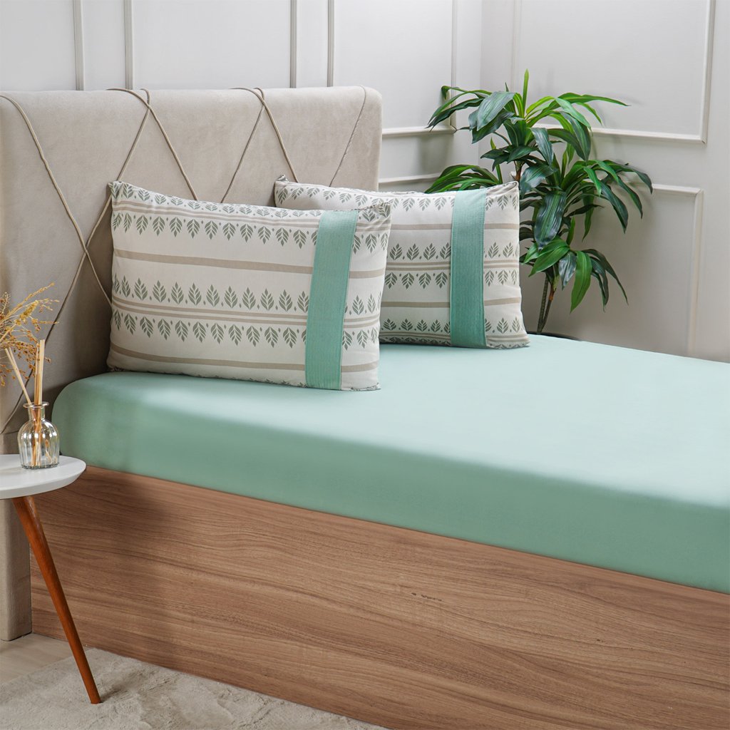 Jogo de Cama Queen Malha 3 Pçs Bella Cama New 158x198cm Verde