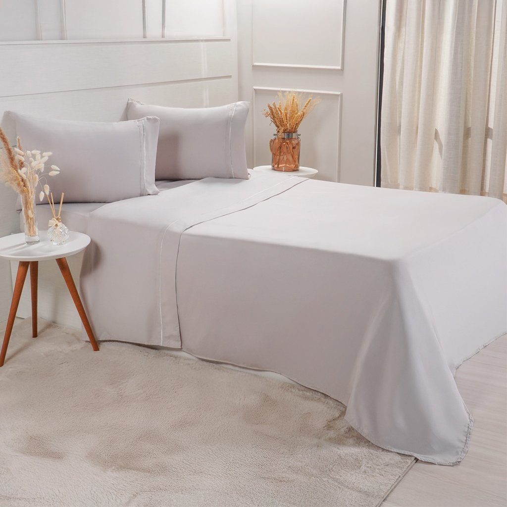 Jogo de Cama Queen Serenitá 4 Pçs Bordado Festonê 158x198x35cm Gray
