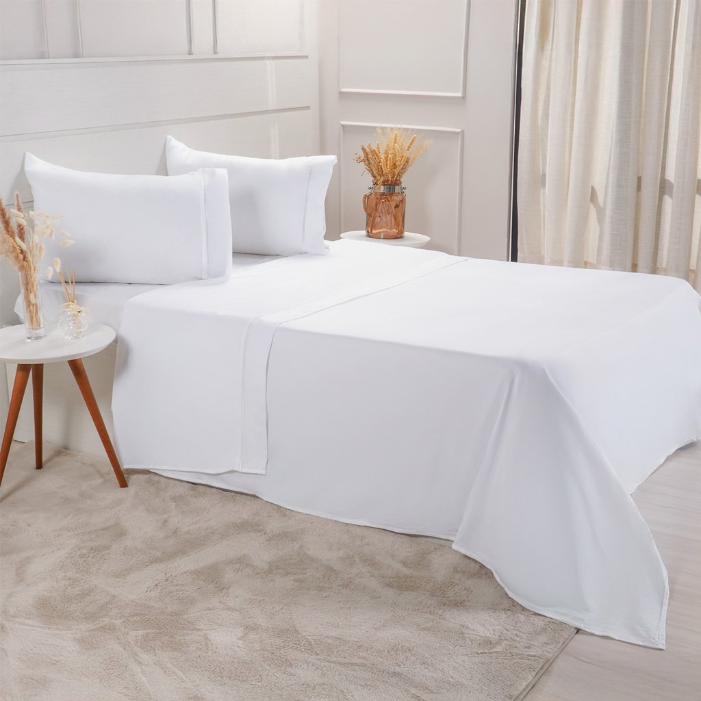 Jogo de Cama Queen Serenitá 4 Pçs Bordado Festonê 158x198x35cm White
