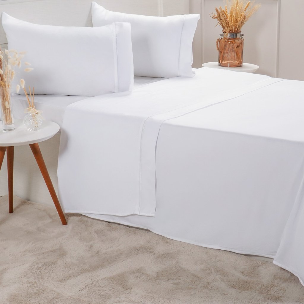 Jogo de Cama Queen Serenitá 4 Pçs Bordado Festonê 158x198x35cm White