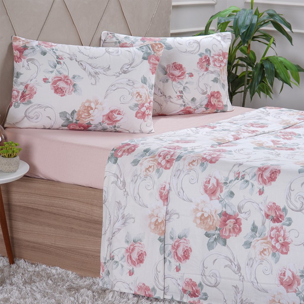 Jogo de Cama Solteiro 3 Peças 150 Fios Extra Macio 100% Algodão