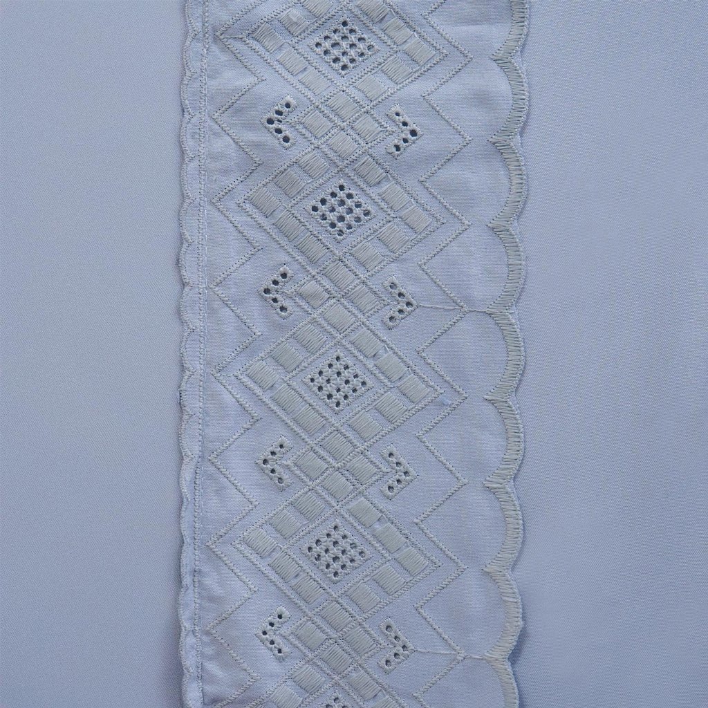 Jogo de Cama Solteiro Broderie 2 Pçs Bordado Inglês 88x188x30cm Blue