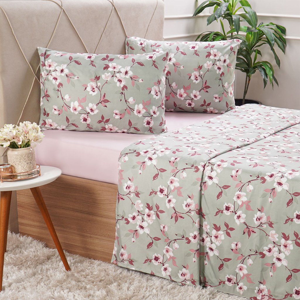 Jogo de Cama Solteiro Cotton Touch 3 Peças 88x188x30cm Joy