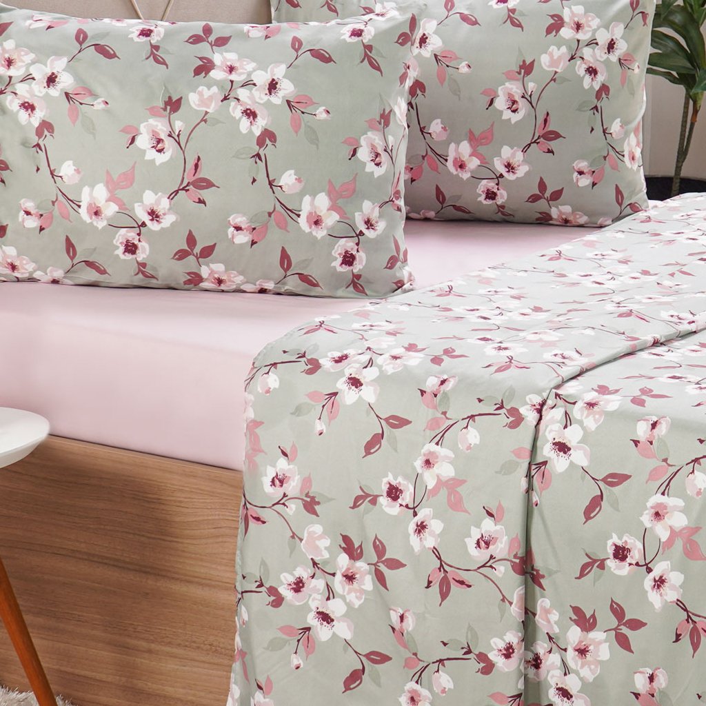 Jogo de Cama Solteiro Cotton Touch 3 Peças 88x188x30cm Joy