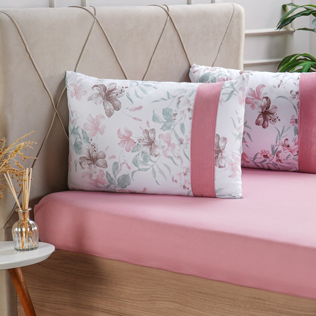 Jogo de Cama Solteiro Malha 2 Pçs Bella Cama New 88x188cm Rosa