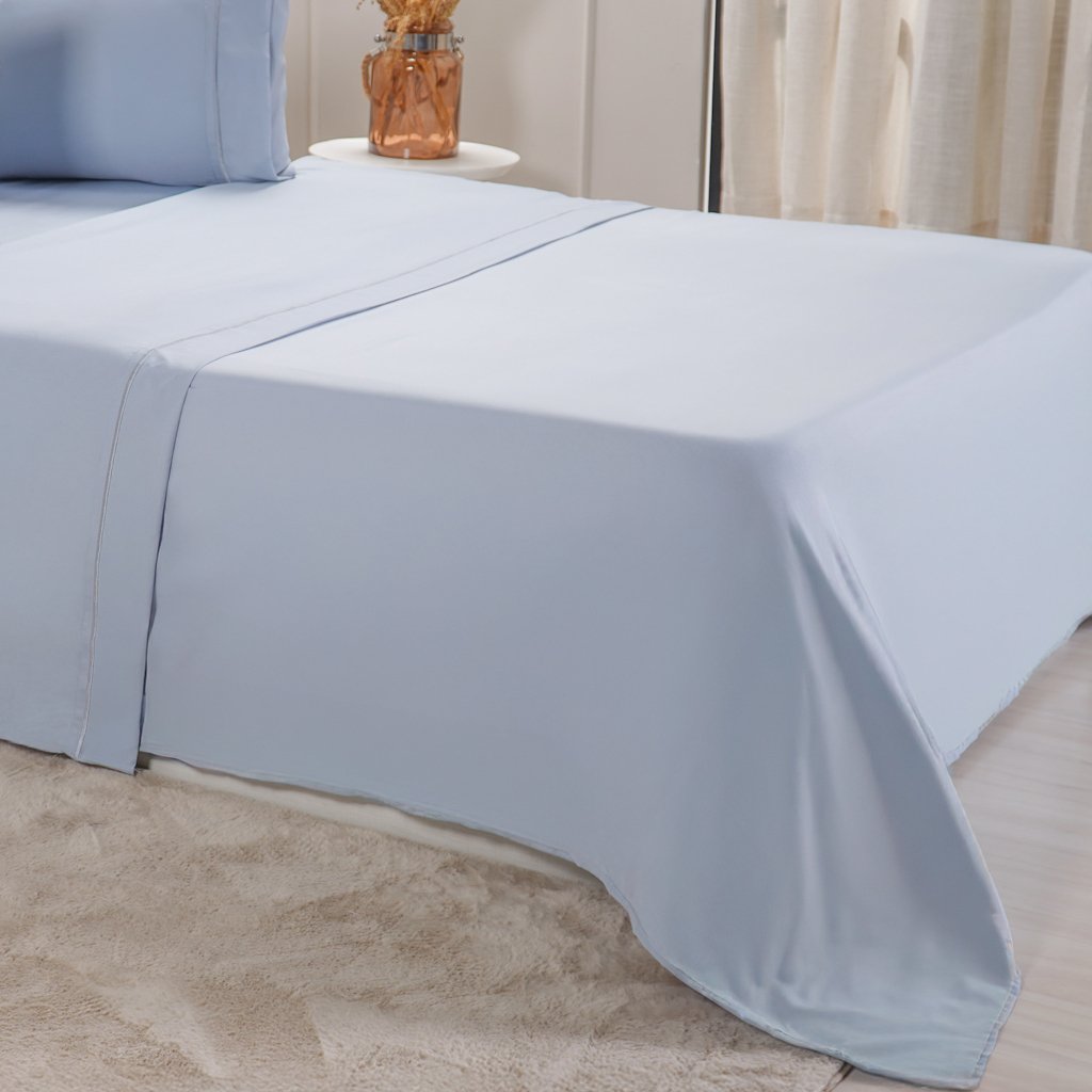 Jogo de Cama Solteiro Serenitá 3 Pçs Bordado Festonê 88x188x30cm Blue