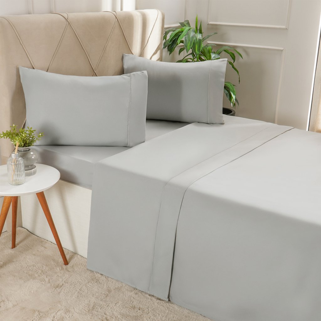 Jogo de Cama Solteiro Serenitá 3 Pçs Bordado Festonê 88x188x30cm Lunare