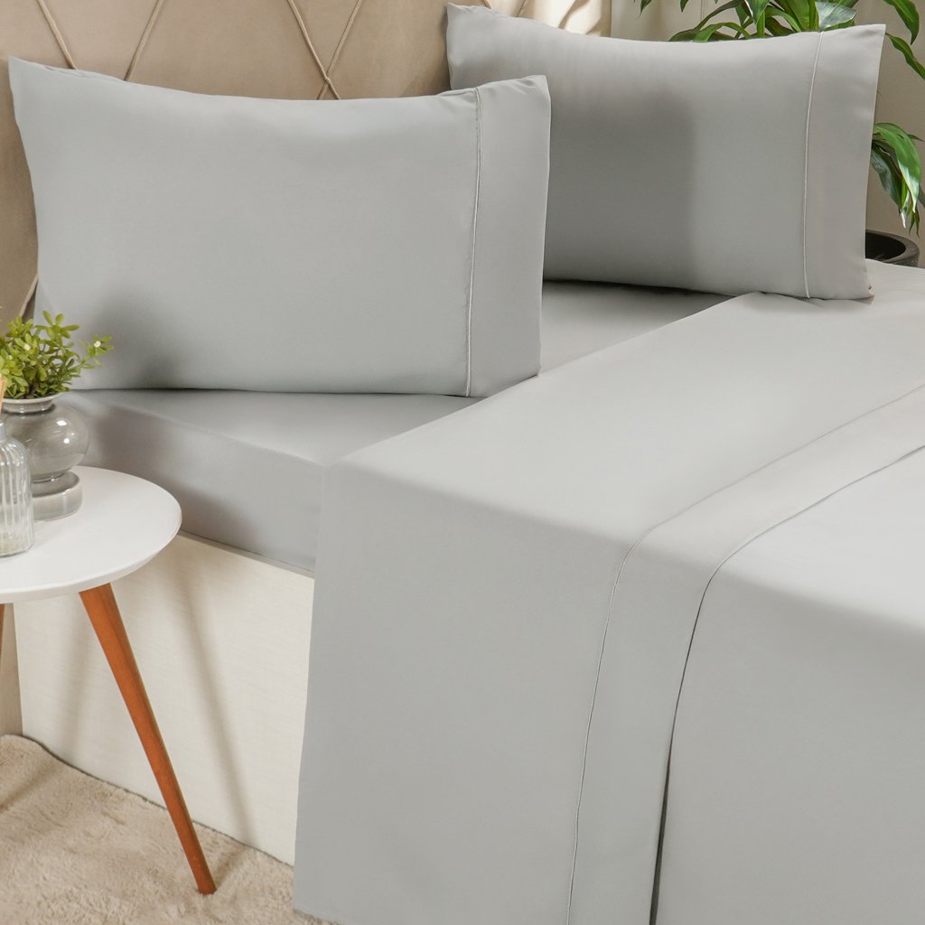 Jogo de Cama Solteiro Serenitá 3 Pçs Bordado Festonê 88x188x30cm Lunare