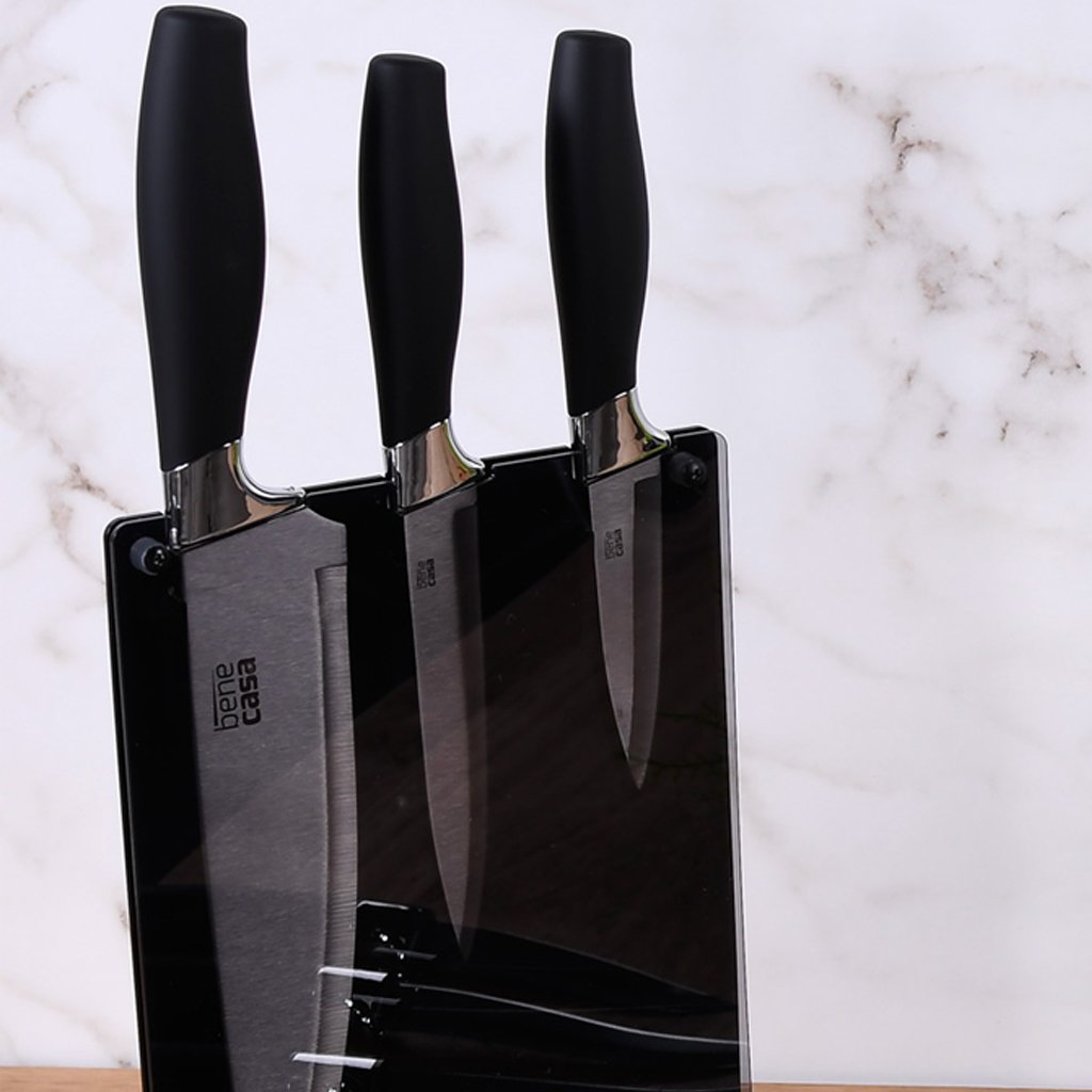 Jogo de Facas 3 Pçs com Suporte Cabo em Silicone Gourmet