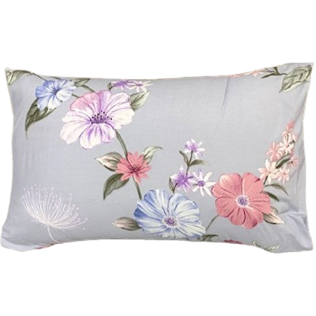Jogo de Fronha Microfibra Estampada 47x70cm Lilás Flores