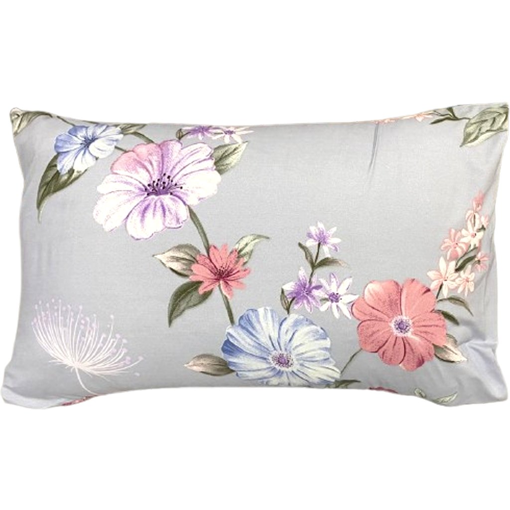 Jogo de Fronha Microfibra Estampada 47x70cm Lilás Flores