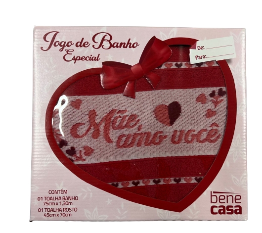 Jogo de Toalha Banho e Rosto Presente Dias Das Mães Vermelho