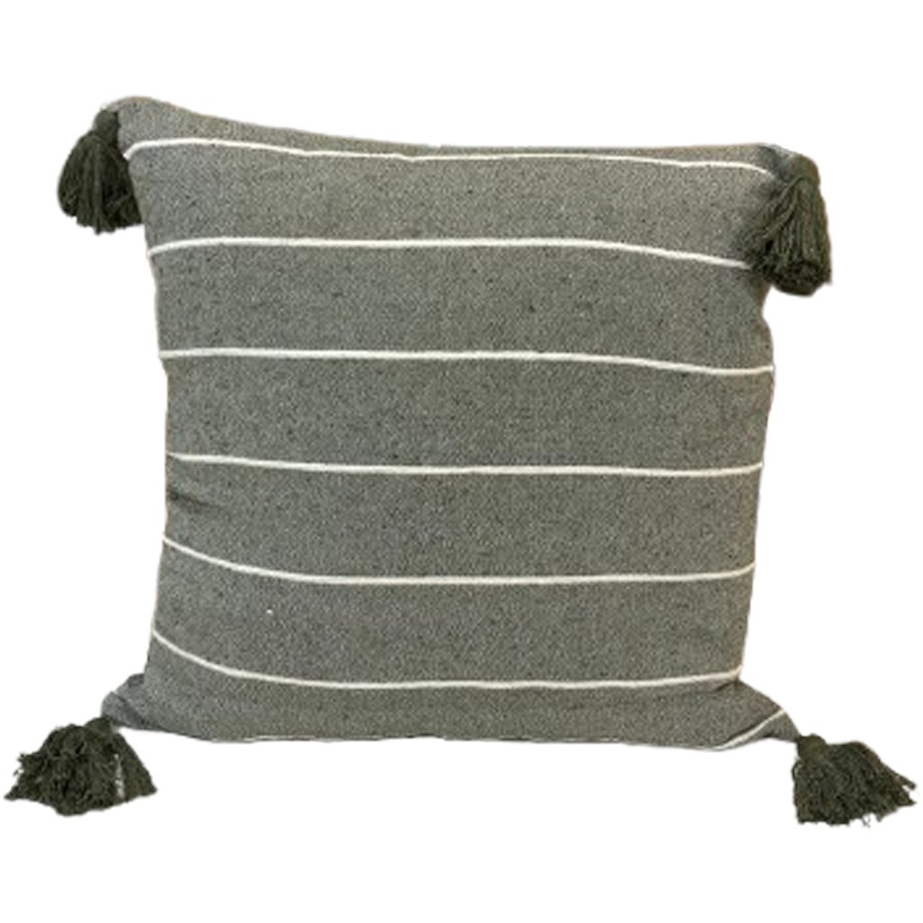 Kit 2 Almofada Pompom Decorativa 45x45cm Verde Militar