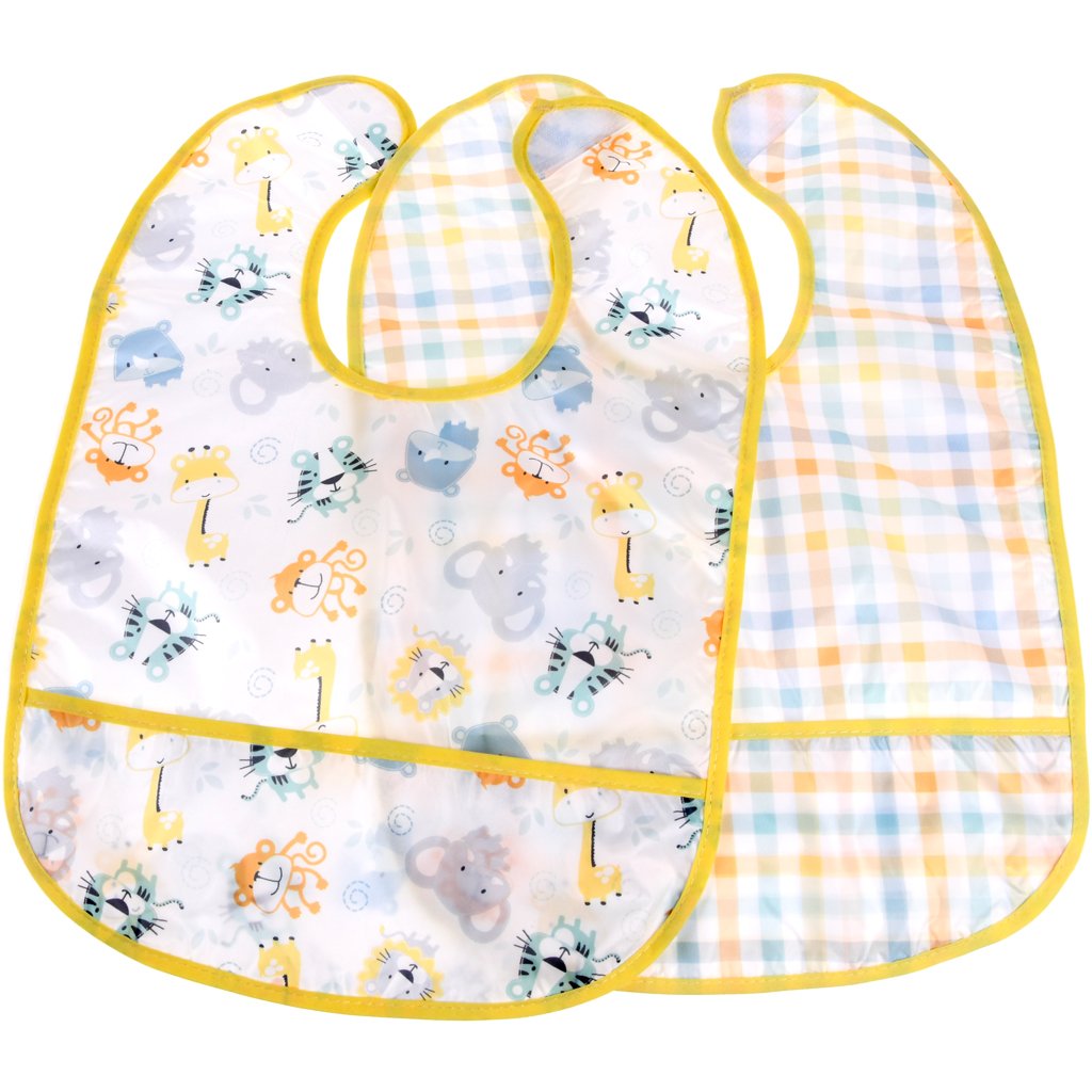 Kit 2 Babador Impermeável com Bolso Cata Migalha Amarelo