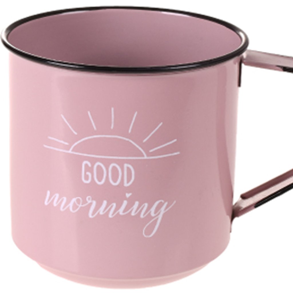 Kit 2 Caneca Vintage Aço Esmaltado Grande 600ml Rosa/Lílas