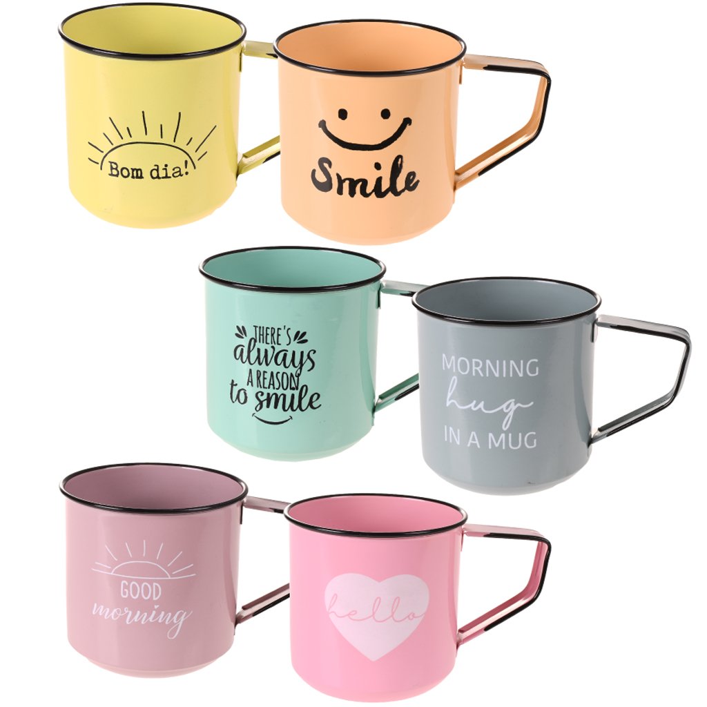 Kit 2 Caneca Vintage Aço Esmaltado Grande 600ml Rosa/Lílas