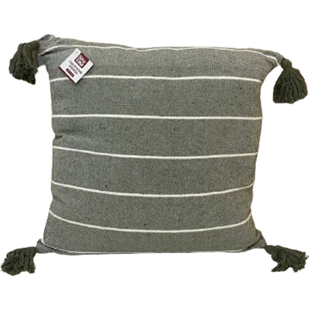 Kit 2 Capa de Almofada Pompom Decorativa 45x45cm Verde Militar