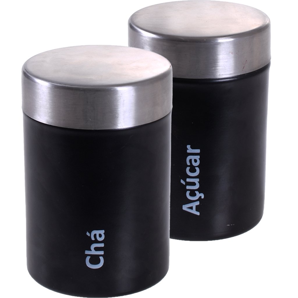 Kit 2 Potes Decorativos Aço Inox 650ml