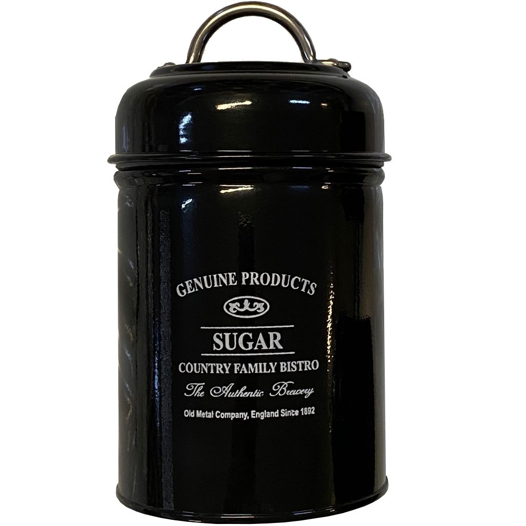 Kit 3 Pote Classic Black Café Açucar e Chá Aço Esmaltado 900ml Preto