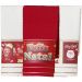 Kit 3 Toalha Lavabo Natalina Jacquard 30x45cm Creme/Vermelho