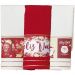 Kit 3 Toalha Lavabo Natalina Jacquard 30x45cm Creme/Vermelho
