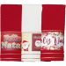 Kit 3 Toalha Lavabo Natalina Jacquard 30x45cm Vermelho/Creme