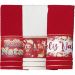 Kit 3 Toalha Lavabo Natalina Jacquard 30x45cm Vermelho/Creme