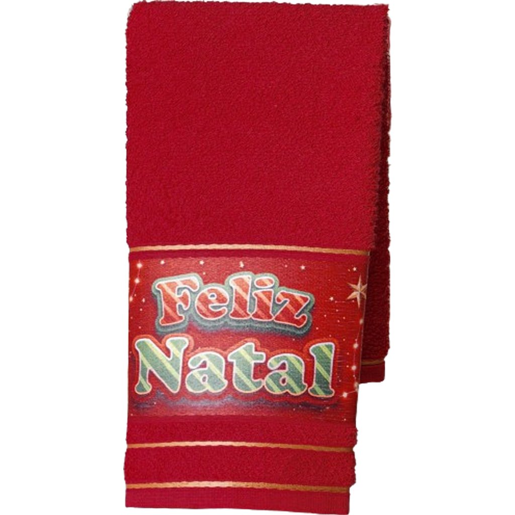 Kit 3 Toalha Lavabo Natalina Jacquard 30x45cm Vermelho/Creme