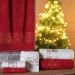 Kit 3 Toalha de Rosto Feliz Natal Bordada Jacquard 45x68cm Pérola/Vermelho