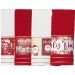Kit 4 Toalha Lavabo Natalina Jacquard 30x45cm Creme/Vermelho