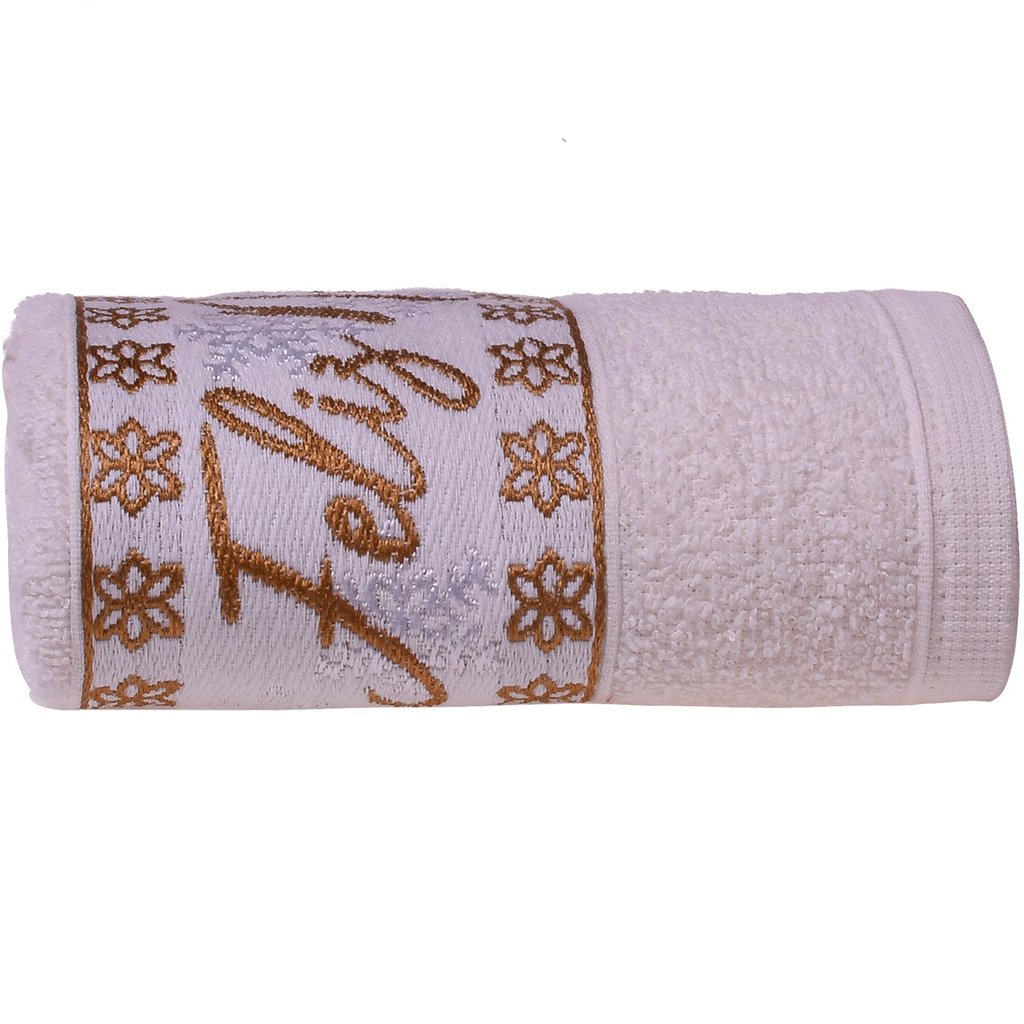 Kit 4 Toalha de Rosto Feliz Natal Bordada Jacquard 45x68cm Pérola/Vermelho