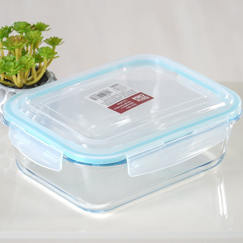 Kit 5 Pote de Vidro com Tampa Hermética 640ml 17,5x13x5,6