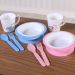 Kit Alimentação 4 Peças com Copo Infantil Fibra de Bambu Azul