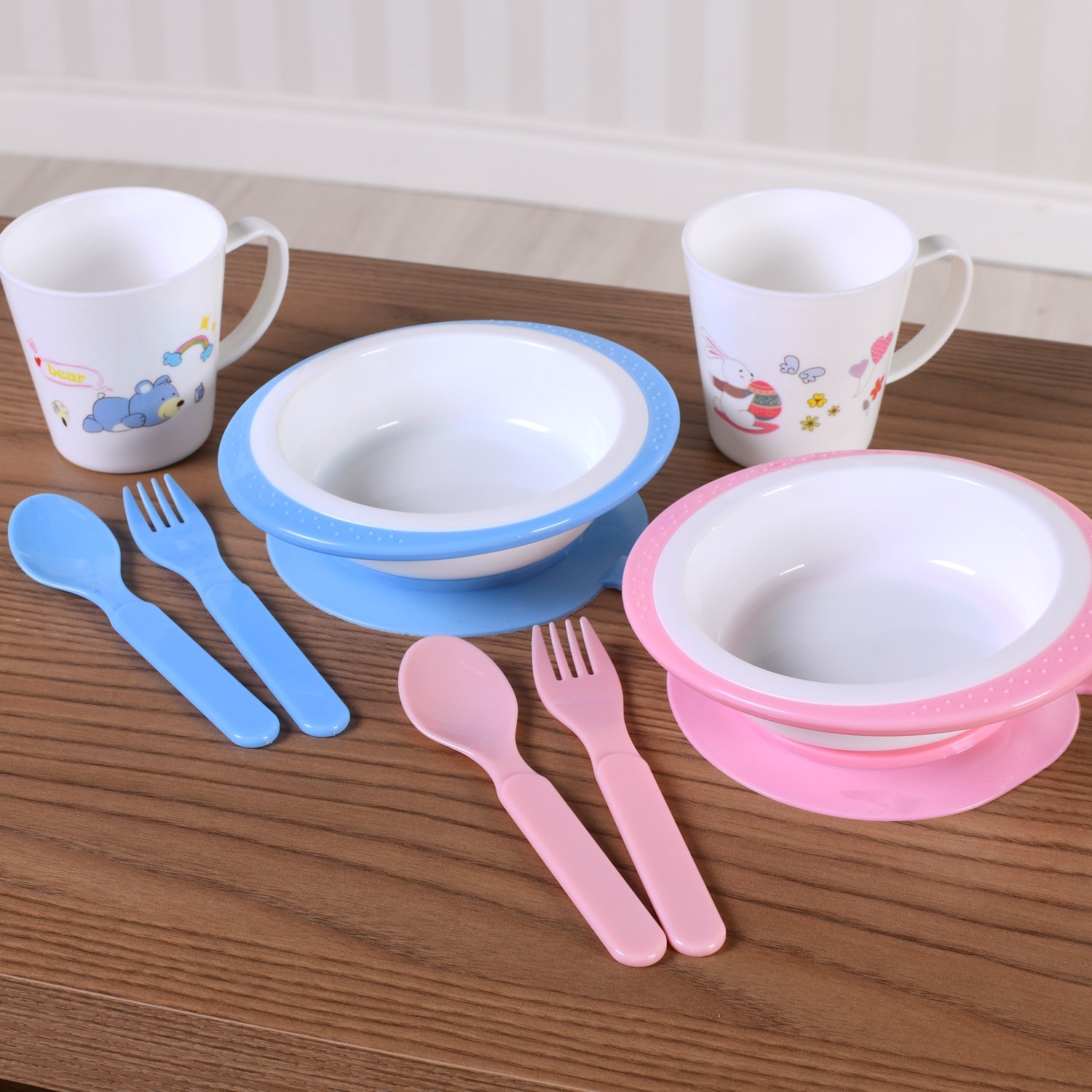 Kit Alimentação 4 Peças com Copo Infantil Fibra de Bambu Azul