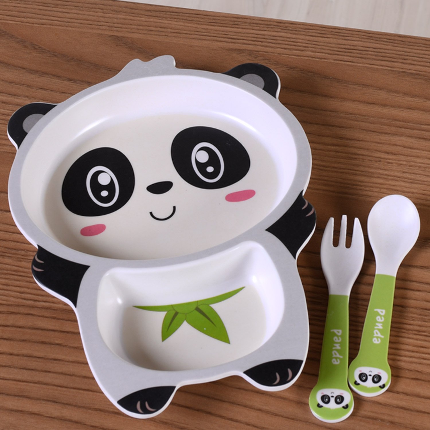 Kit Alimentação Funny 3 Peças Prato Garfo e Colher Panda