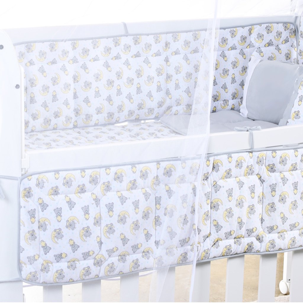 Kit Berço Baby 8 Peças Malha 100% Algodão Antialérgico Soninho Cinza