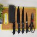 Kit Carnes e Legumes 6 Peças com 4 Facas Tesoura e Tábua Preto