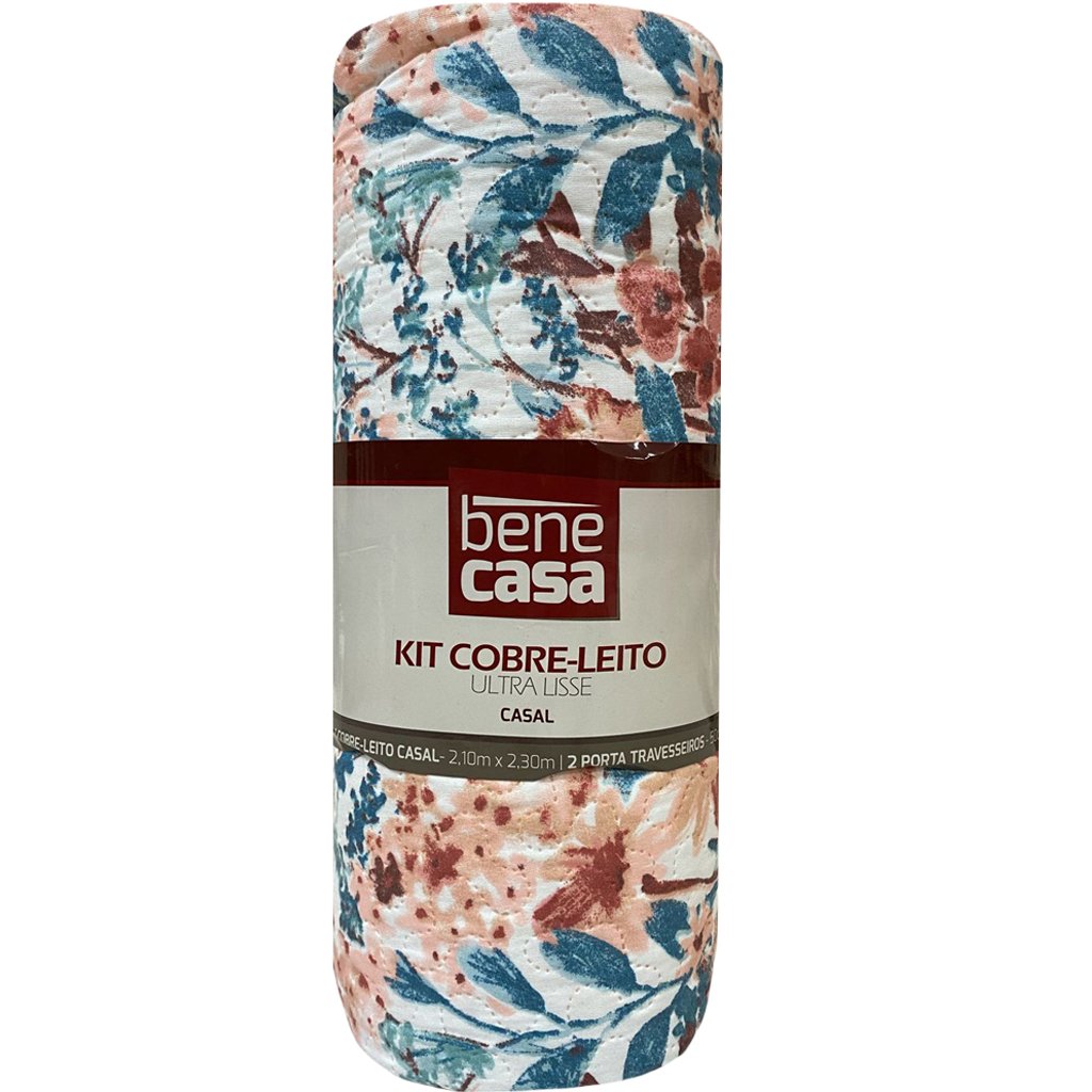 Kit Cobre Leito Casal Ultra Lisse Estampado 210x230 Flowers Blue