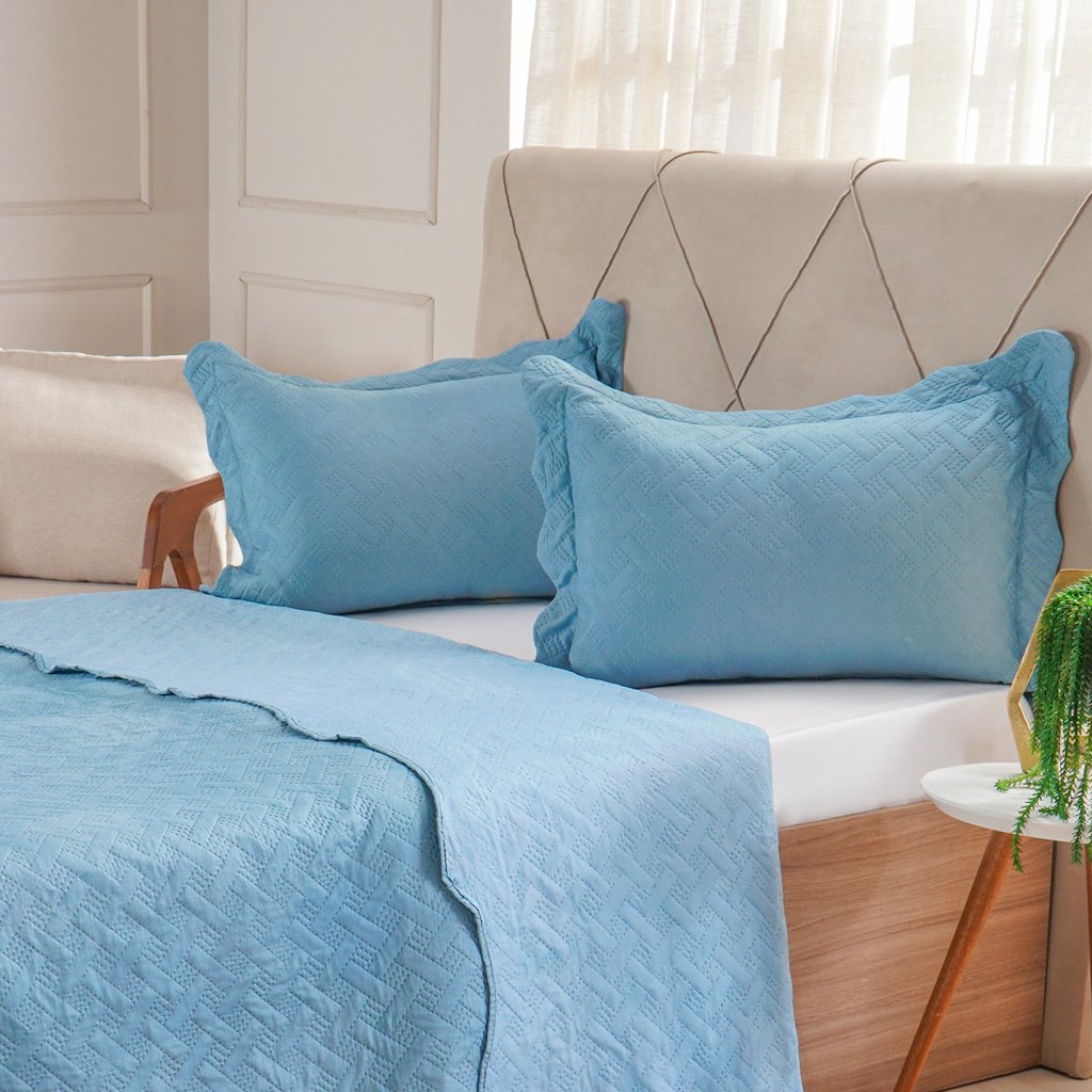 Kit Cobre Leito Casal Ultra Lisse Lisa New 210x230cm Azul Estonado