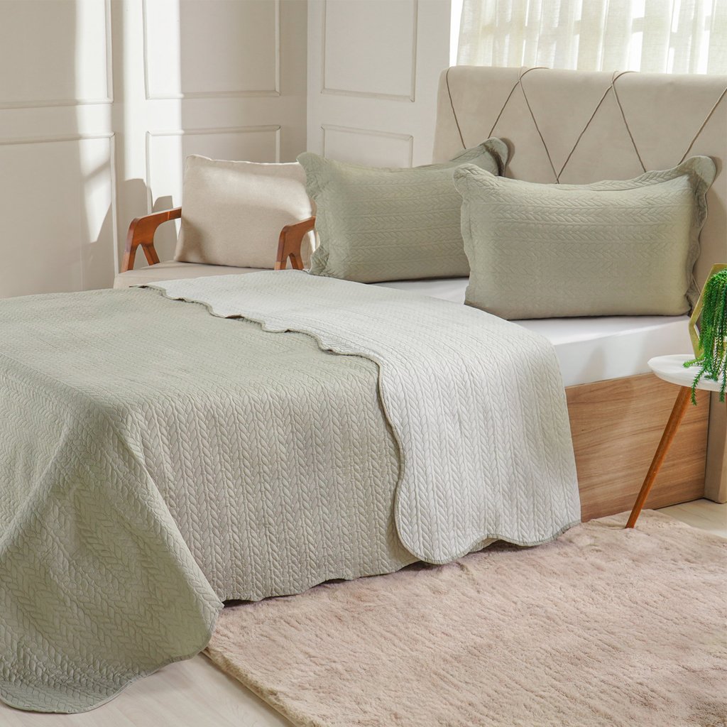 Kit Cobre Leito King Ultra Lisse Lisa New 250x270cm Olive