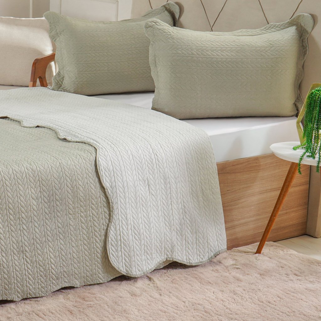 Kit Cobre Leito King Ultra Lisse Lisa New 250x270cm Olive