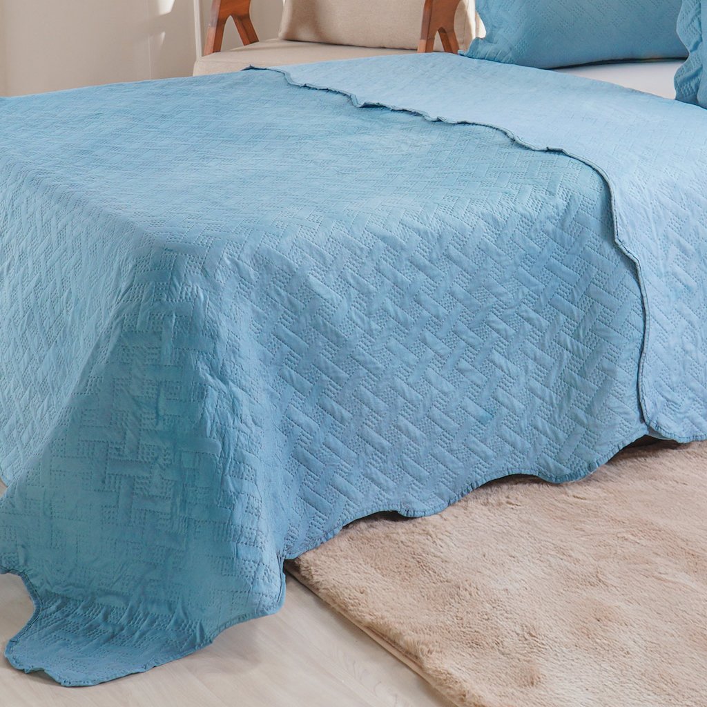 Kit Cobre Leito Queen Ultra Lisse Lisa New 230x250cm Azul Estonado