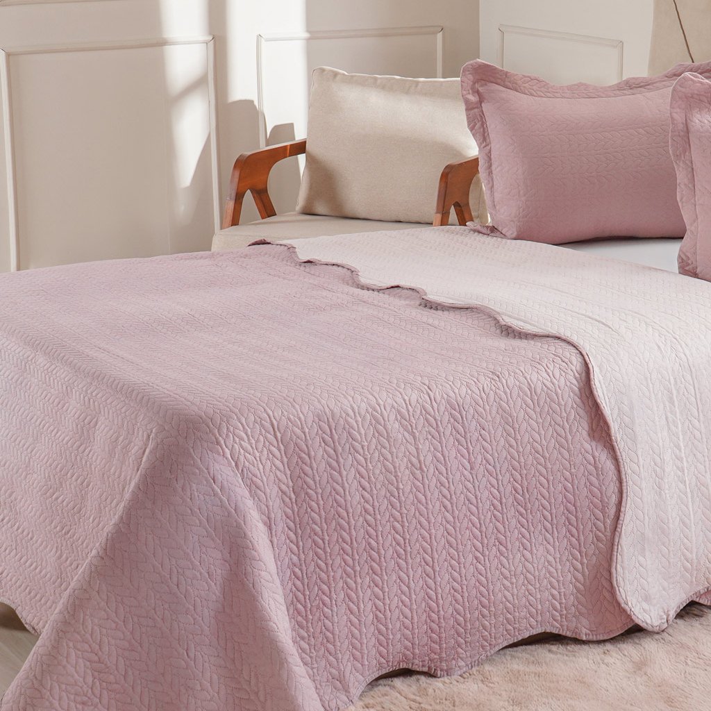 Kit Cobre Leito Solteiro Ultra Lisse Lisa New 160x220cm Mauve