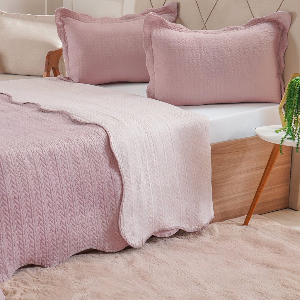 Kit Cobre Leito Solteiro Ultra Lisse Lisa New 160x220cm Mauve