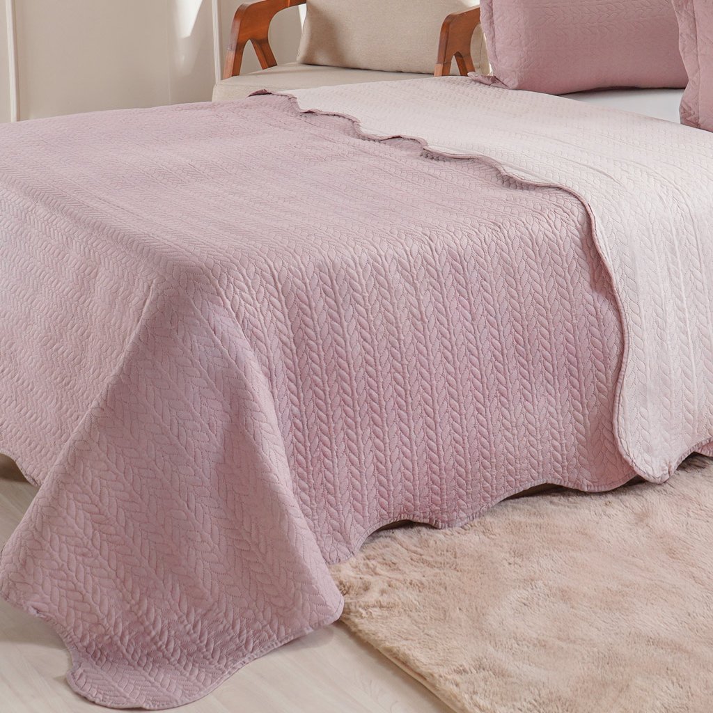 Kit Cobre Leito Solteiro Ultra Lisse Lisa New 160x220cm Mauve