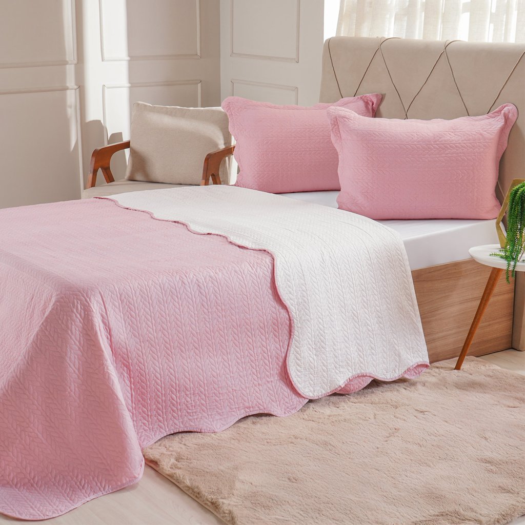 Kit Cobre Leito Solteiro Ultra Lisse Lisa New 160x220cm Silver Pink