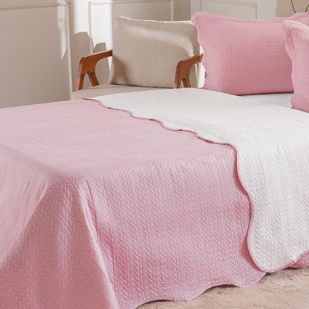 Kit Cobre Leito Solteiro Ultra Lisse Lisa New 160x220cm Silver Pink