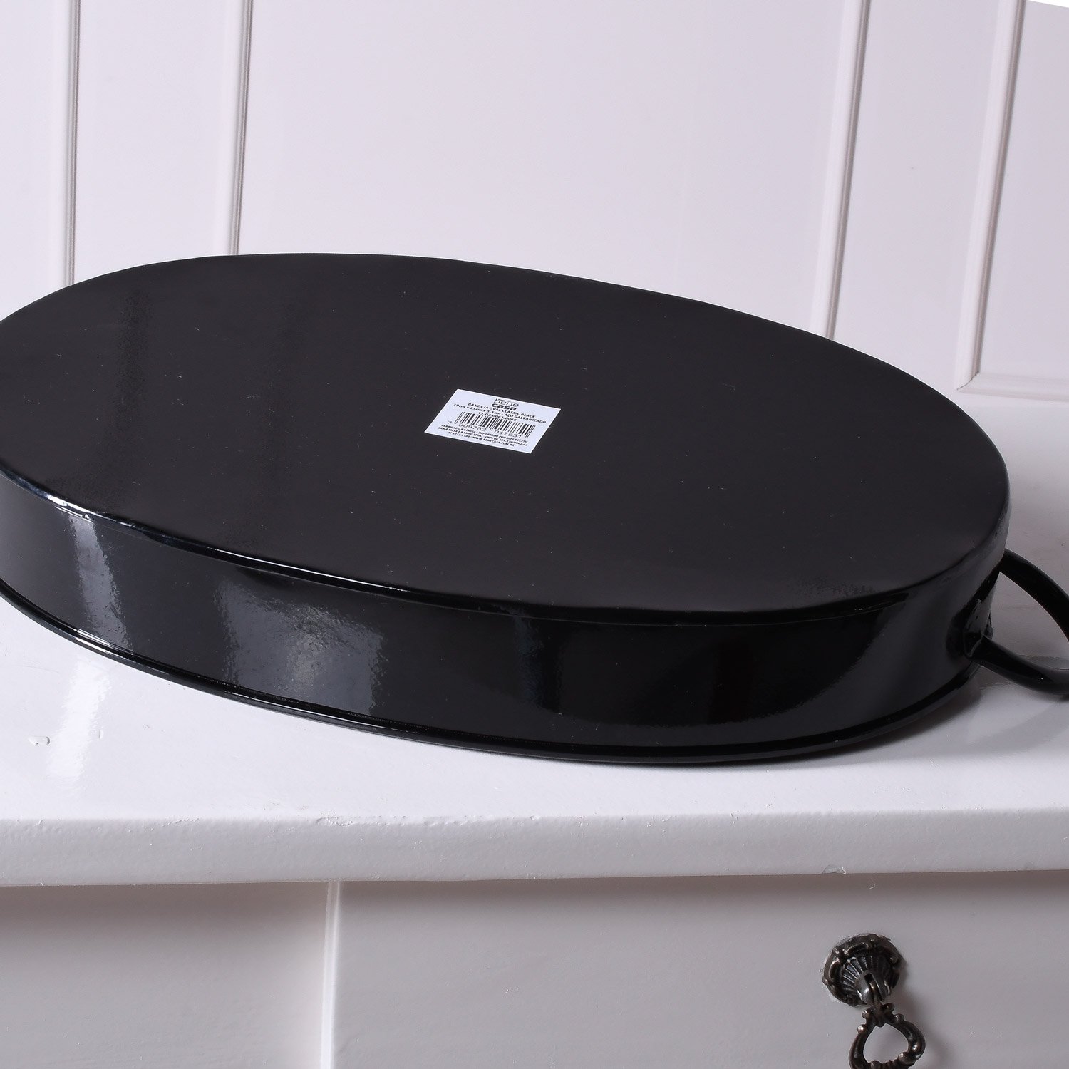 Kit Coqueteleira e Bandeja Oval Classic Black 39x25x5,5 Aço Galvanizado Bene Casa