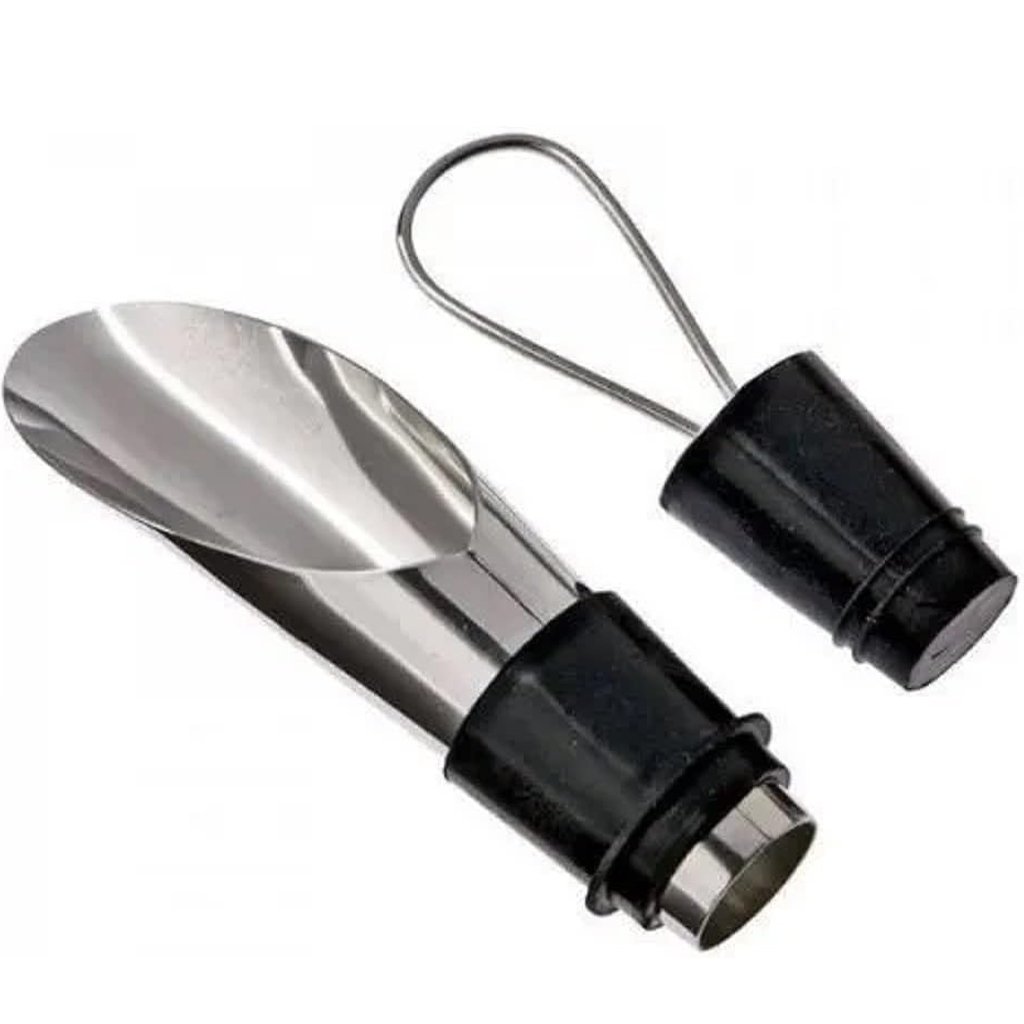 Kit Tampa e Aerador de Vinho em Inox Prata